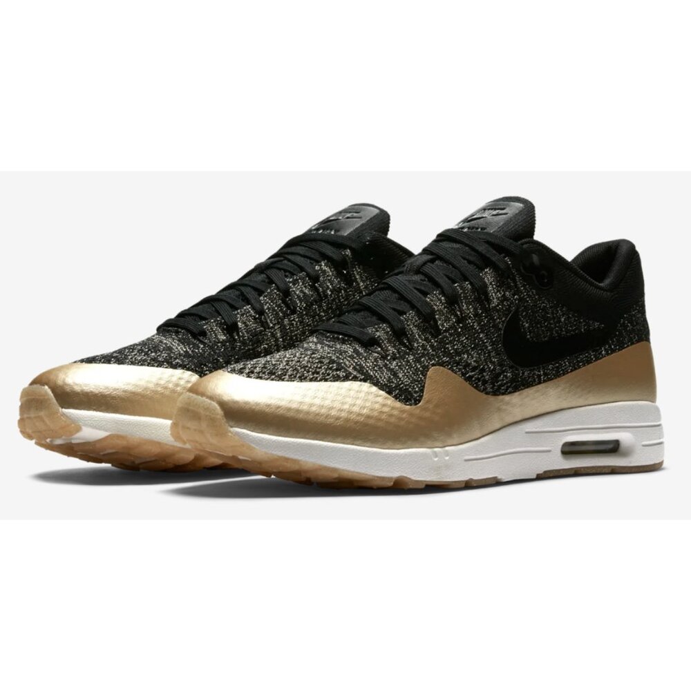 NIKE Air Max 1 Ultra 2.0 Flyknit Metallic Gold Sneakers Street - Size US 5.5